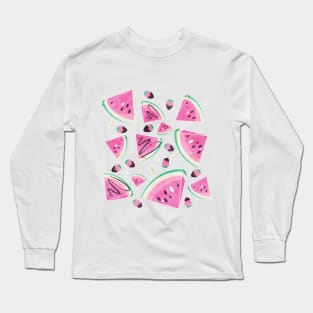 Watermelon popsicles, strawberries and chocolate // pink Long Sleeve T-Shirt